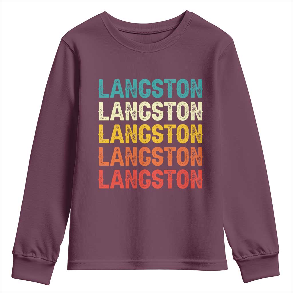 Langston Youth Sweatshirt Oklahoma Retro Vintage City TS10 Maroon Print Your Wear