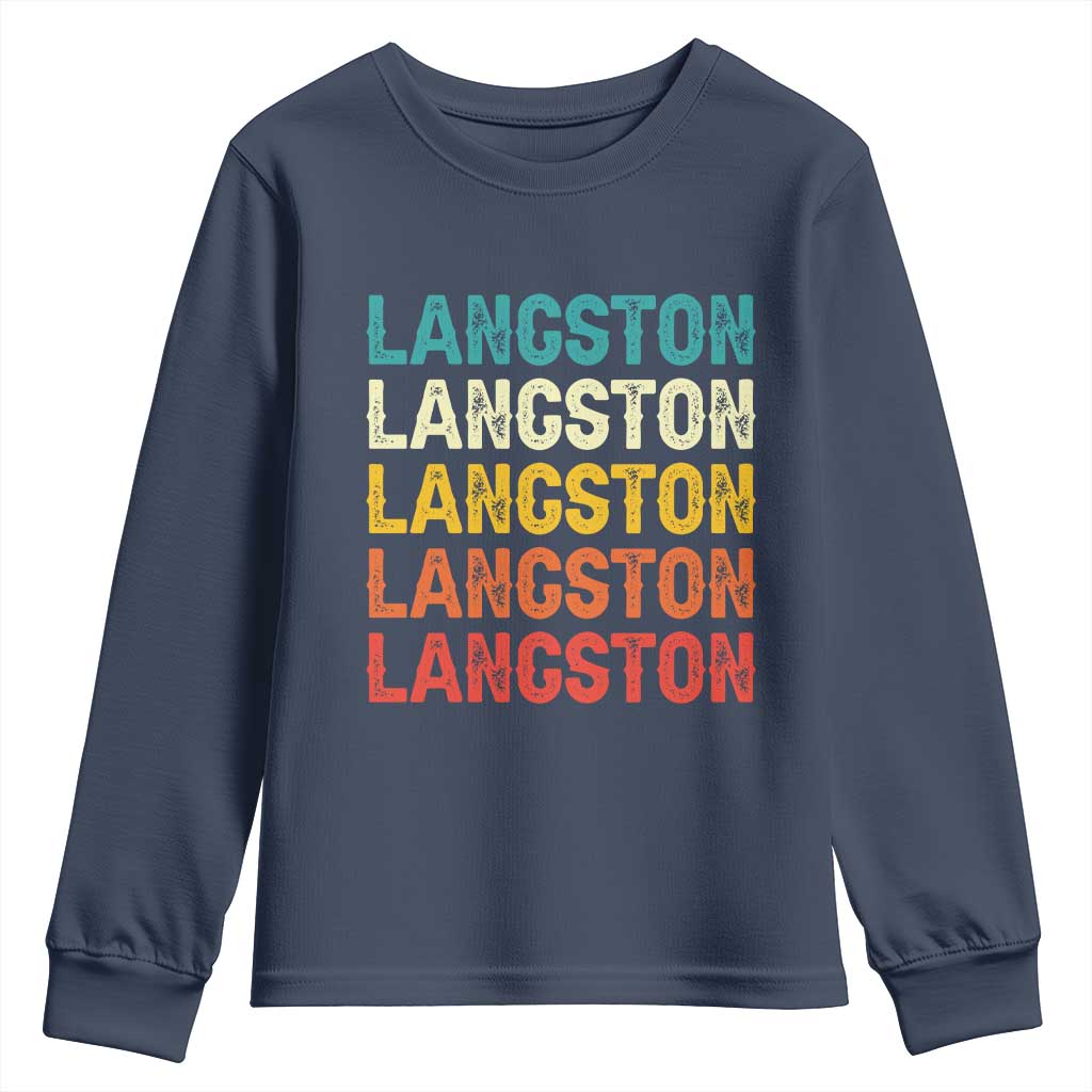 Langston Youth Sweatshirt Oklahoma Retro Vintage City TS10 Navy Print Your Wear