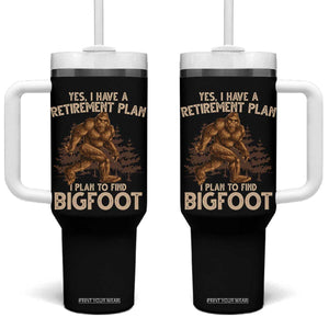 Bigfoot Retirement Plan Tumbler With Handle Funny Saying Sasquatch Research TS10 One Size: 40 oz Black Print Your Wear
