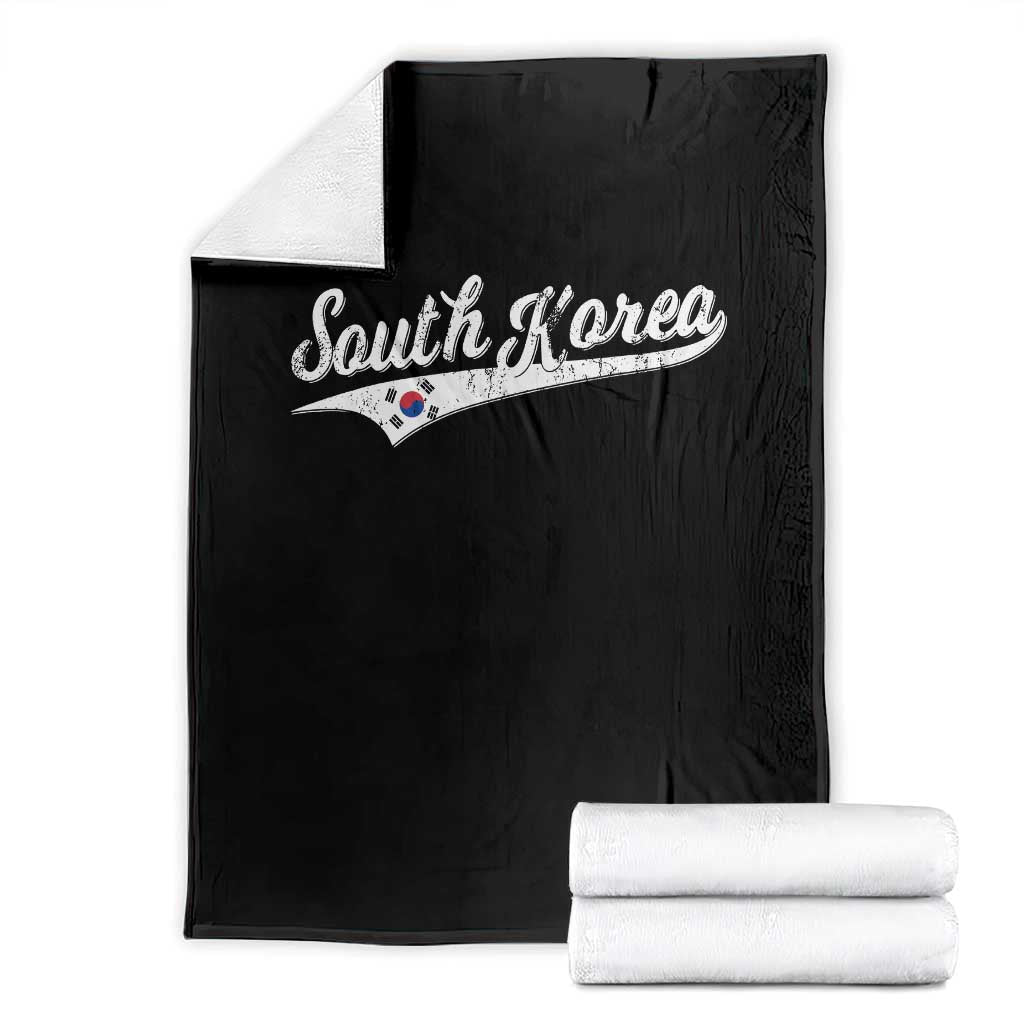 South Korea Throw Blanket Retro Script Sport Korean Flag TS10 Black Print Your Wear