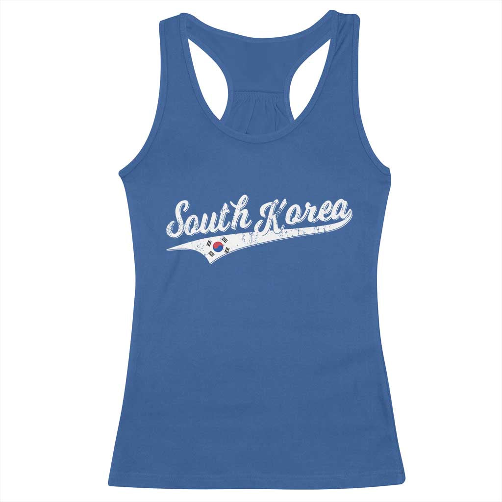 South Korea Racerback Tank Top Retro Script Sport Korean Flag TS10 Royal Blue Print Your Wear