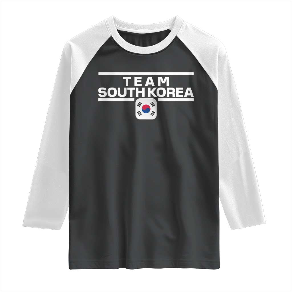 Team South Korea Korean Flag Raglan Shirt TS10 Black White Print Your Wear