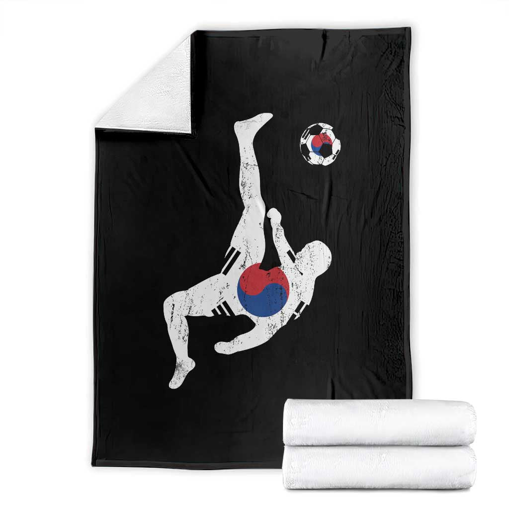 South Korea Soccer Throw Blanket Bicycle Kick Silhouette Korean Flag TS10 Black Print Your Wear