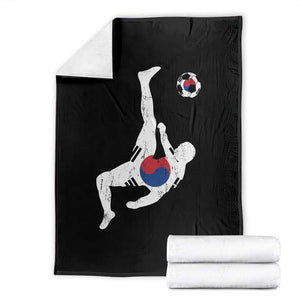 South Korea Soccer Throw Blanket Bicycle Kick Silhouette Korean Flag TS10 Black Print Your Wear