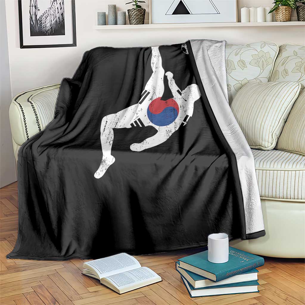 South Korea Soccer Throw Blanket Bicycle Kick Silhouette Korean Flag TS10 Print Your Wear