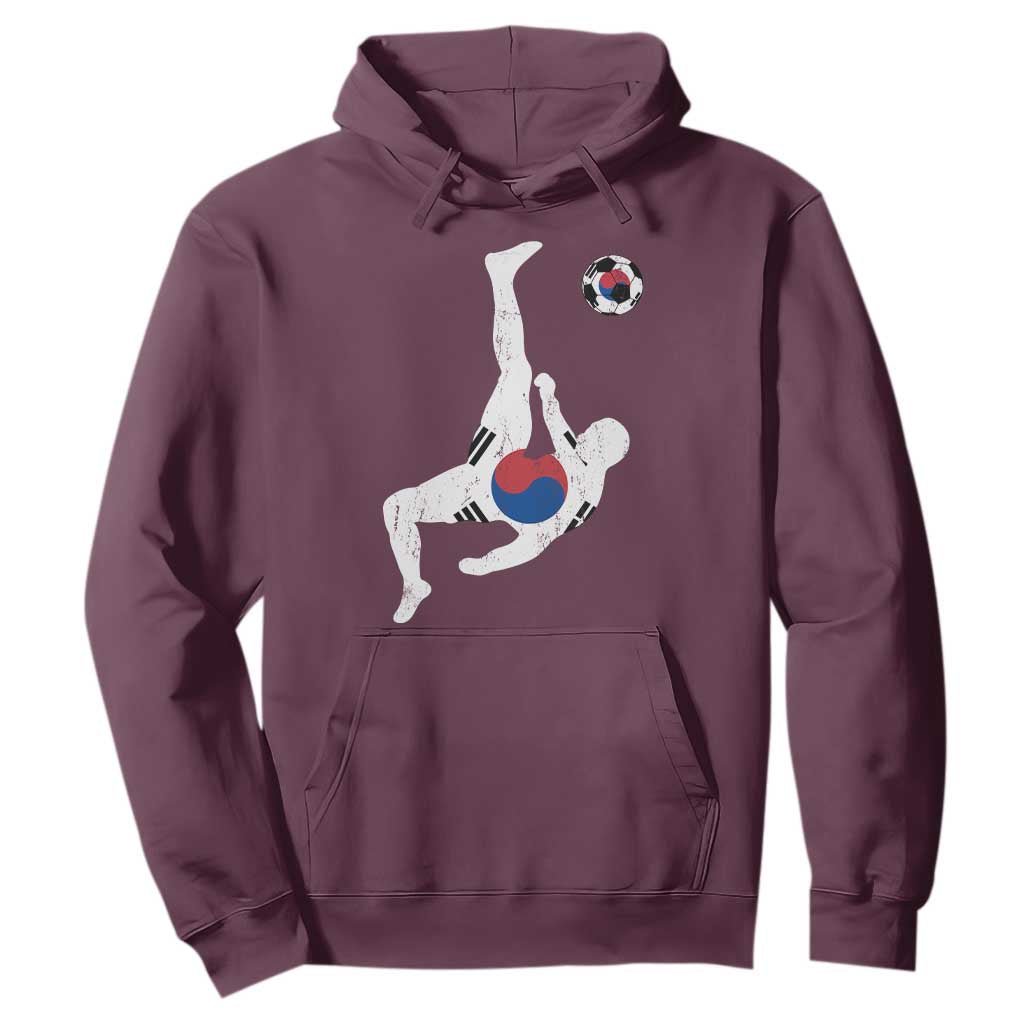 South Korea Soccer Hoodie Bicycle Kick Silhouette Korean Flag TS10 Maroon Print Your Wear