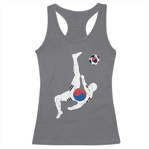 South Korea Soccer Racerback Tank Top Bicycle Kick Silhouette Korean Flag TS10 Charcoal Print Your Wear