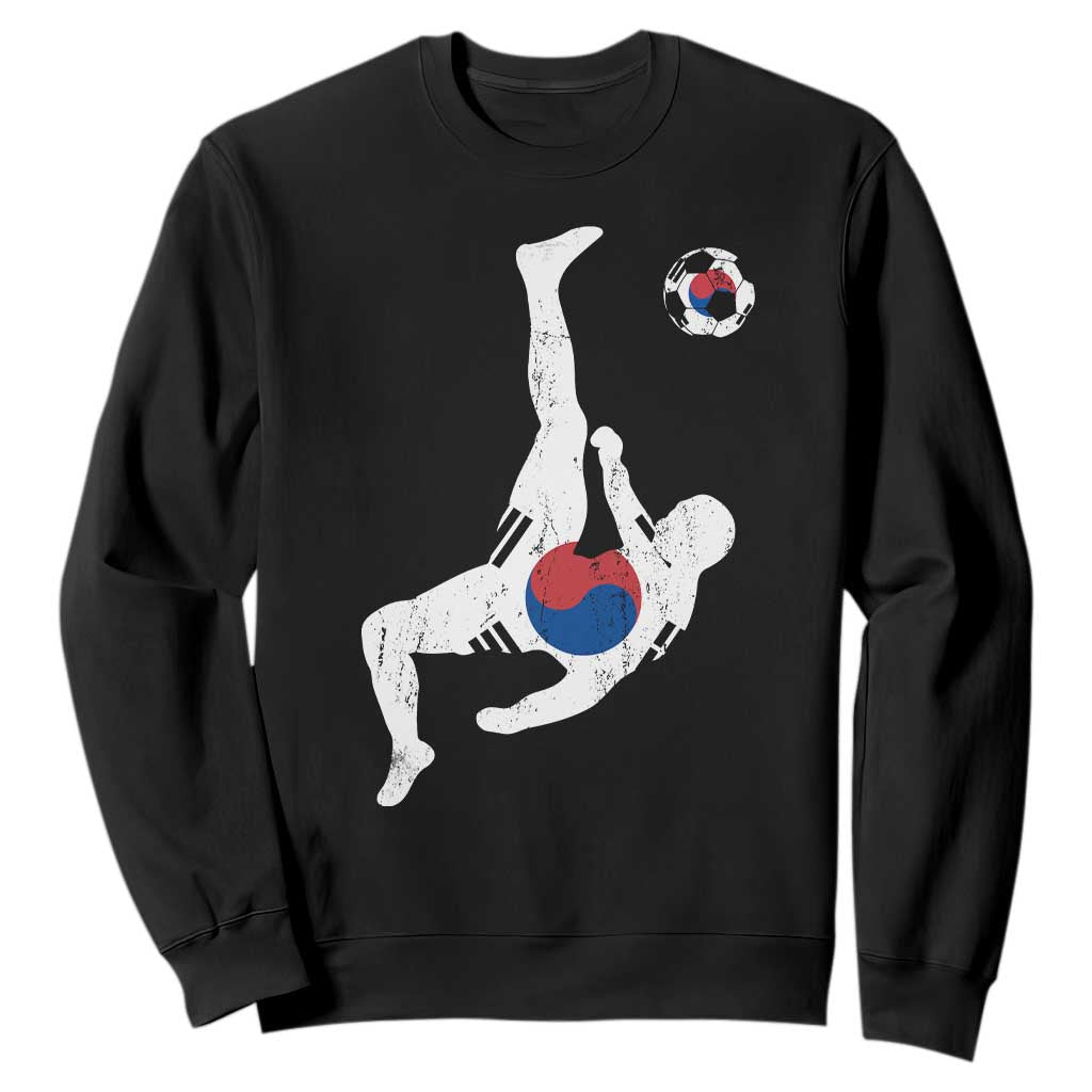 South Korea Soccer Sweatshirt Bicycle Kick Silhouette Korean Flag TS10 Black Print Your Wear