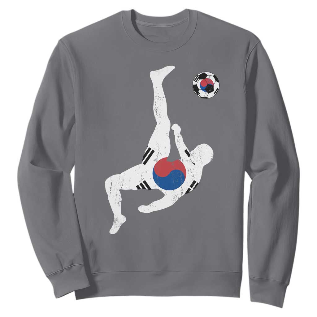 South Korea Soccer Sweatshirt Bicycle Kick Silhouette Korean Flag TS10 Charcoal Print Your Wear