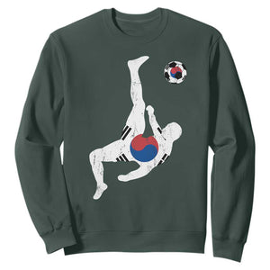 South Korea Soccer Sweatshirt Bicycle Kick Silhouette Korean Flag TS10 Dark Forest Green Print Your Wear