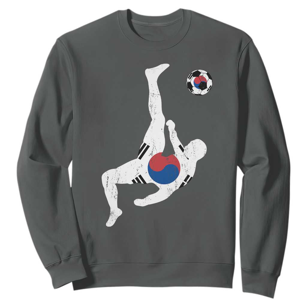 South Korea Soccer Sweatshirt Bicycle Kick Silhouette Korean Flag TS10 Dark Heather Print Your Wear