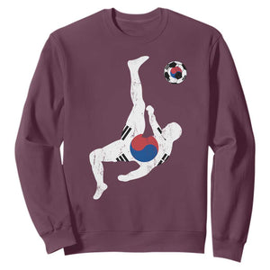 South Korea Soccer Sweatshirt Bicycle Kick Silhouette Korean Flag TS10 Maroon Print Your Wear
