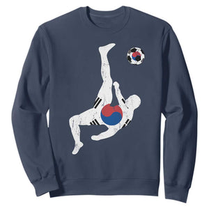 South Korea Soccer Sweatshirt Bicycle Kick Silhouette Korean Flag TS10 Navy Print Your Wear