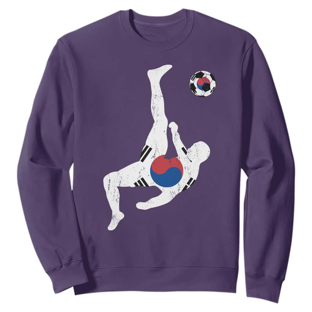 South Korea Soccer Sweatshirt Bicycle Kick Silhouette Korean Flag TS10 Purple Print Your Wear