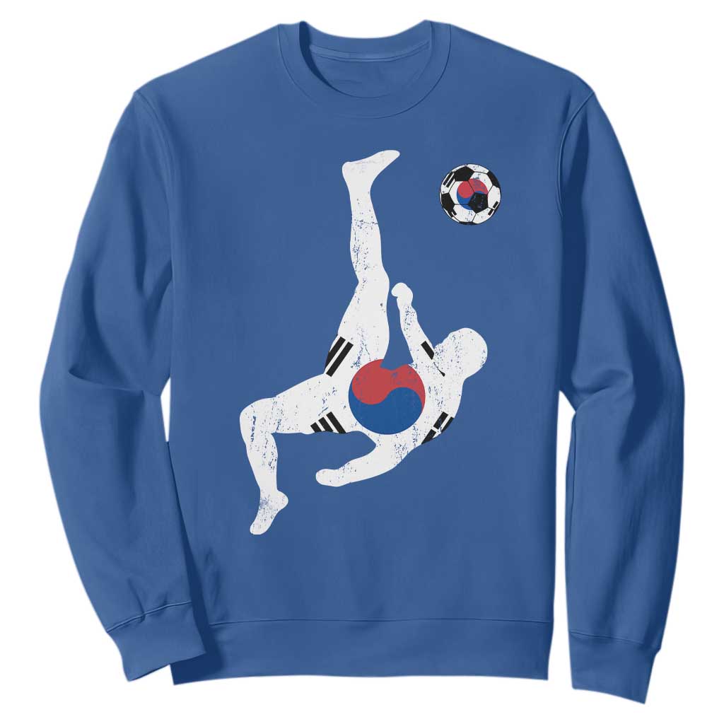 South Korea Soccer Sweatshirt Bicycle Kick Silhouette Korean Flag TS10 Royal Blue Print Your Wear