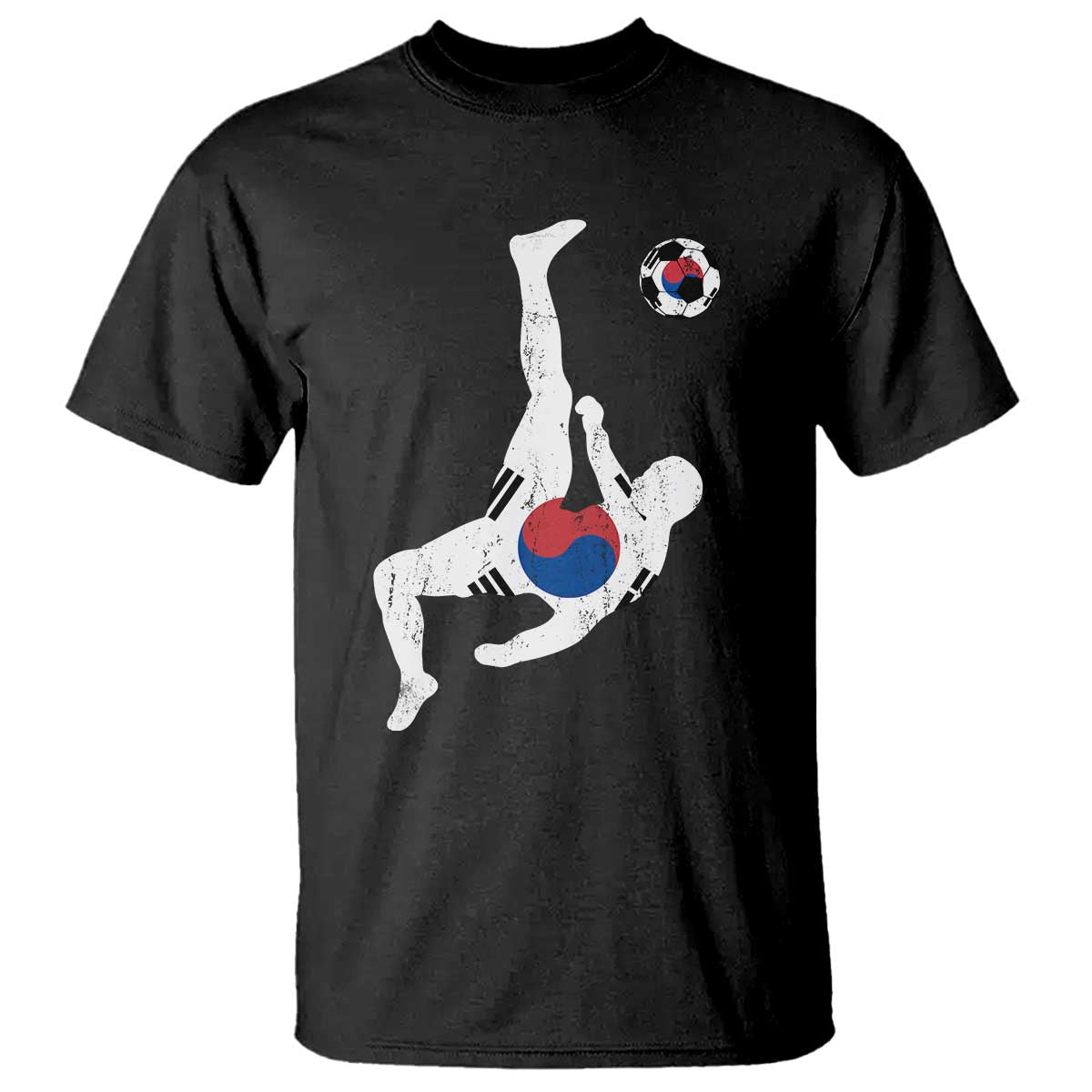 South Korea Soccer T Shirt Bicycle Kick Silhouette Korean Flag TS10 Black Print Your Wear