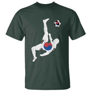 South Korea Soccer T Shirt Bicycle Kick Silhouette Korean Flag TS10 Dark Forest Green Print Your Wear