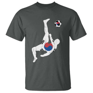 South Korea Soccer T Shirt Bicycle Kick Silhouette Korean Flag TS10 Dark Heather Print Your Wear