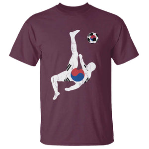 South Korea Soccer T Shirt Bicycle Kick Silhouette Korean Flag TS10 Maroon Print Your Wear