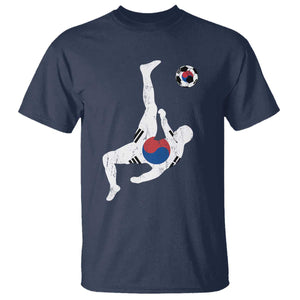 South Korea Soccer T Shirt Bicycle Kick Silhouette Korean Flag TS10 Navy Print Your Wear