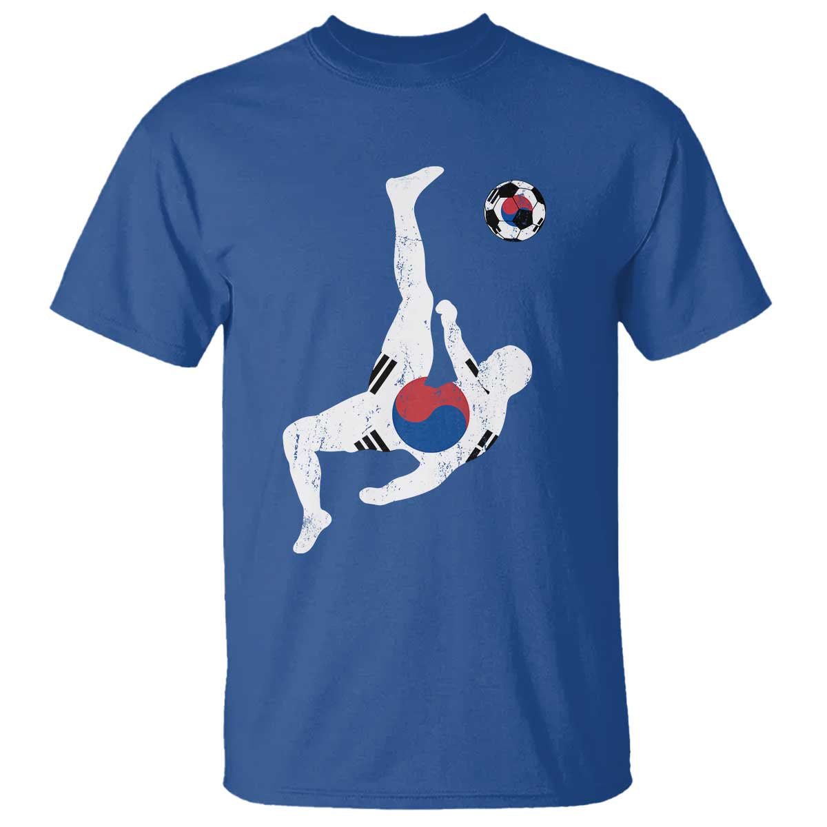 South Korea Soccer T Shirt Bicycle Kick Silhouette Korean Flag TS10 Royal Blue Print Your Wear