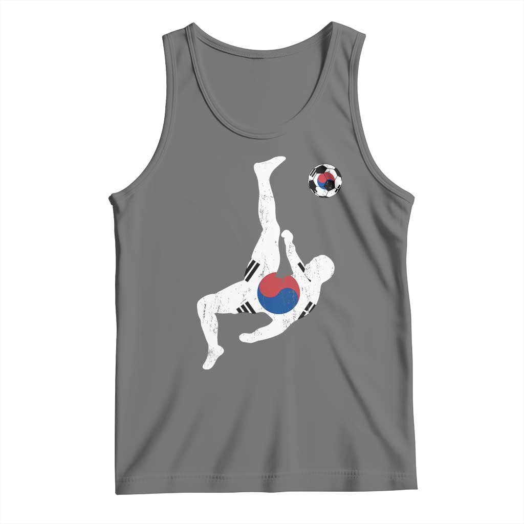 South Korea Soccer Tank Top Bicycle Kick Silhouette Korean Flag TS10 Black Heather Print Your Wear