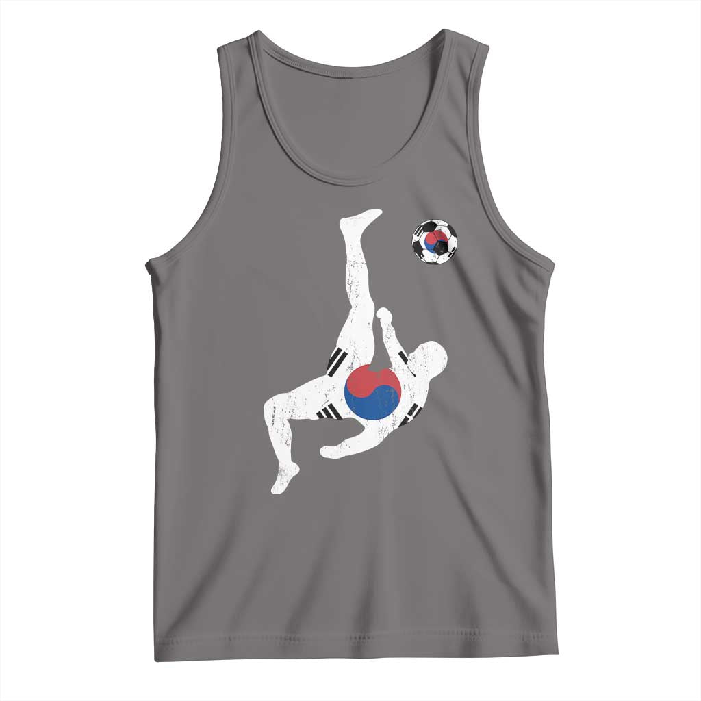 South Korea Soccer Tank Top Bicycle Kick Silhouette Korean Flag TS10 Deep Heather Print Your Wear