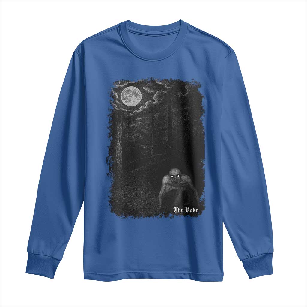 Rake Creepypasta Long Sleeve Shirt Cryptid Series Cryptozoology Gift Creepy Horror Halloween TS10 Royal Blue Print Your Wear