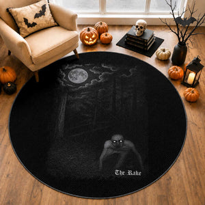 Rake Creepypasta Round Rug Cryptid Series Cryptozoology Gift Creepy Horror Halloween