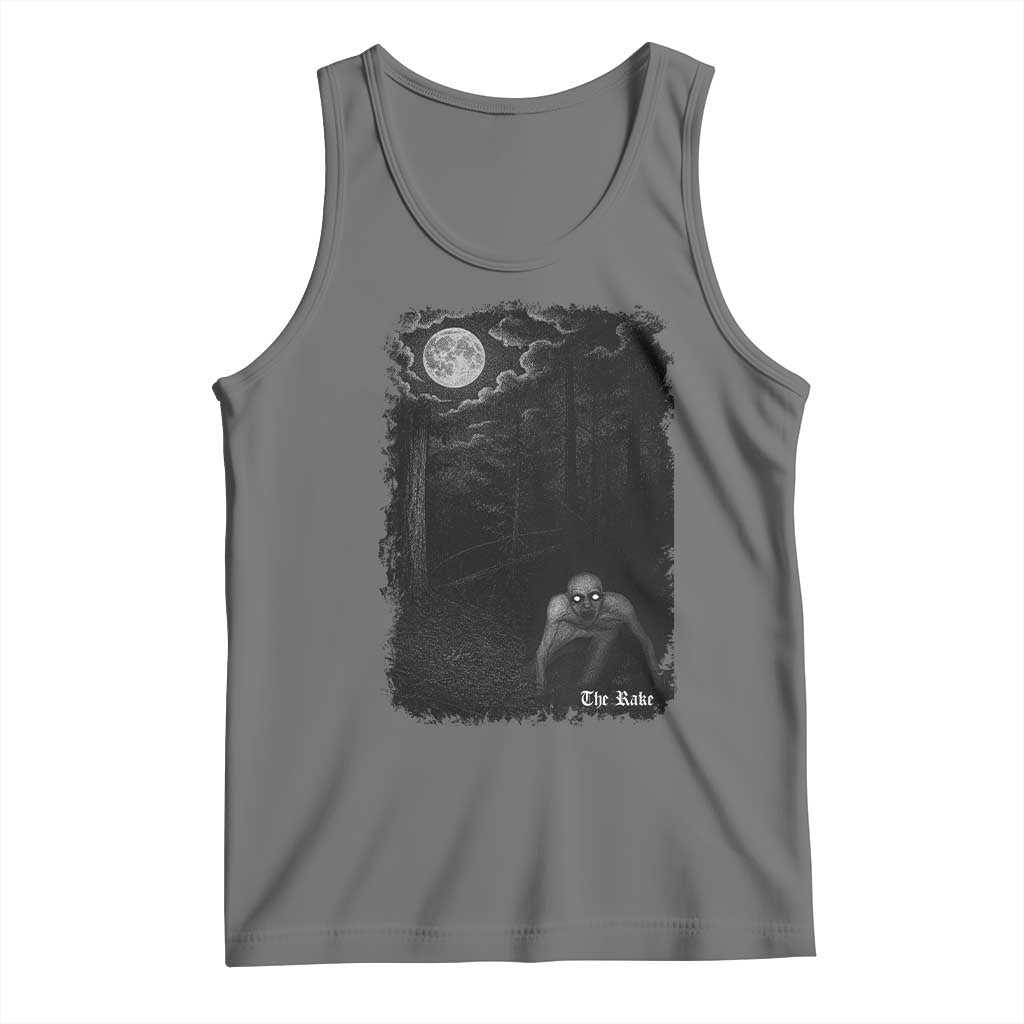 Rake Creepypasta Tank Top Cryptid Series Cryptozoology Gift Creepy Horror Halloween TS10 Black Heather Print Your Wear