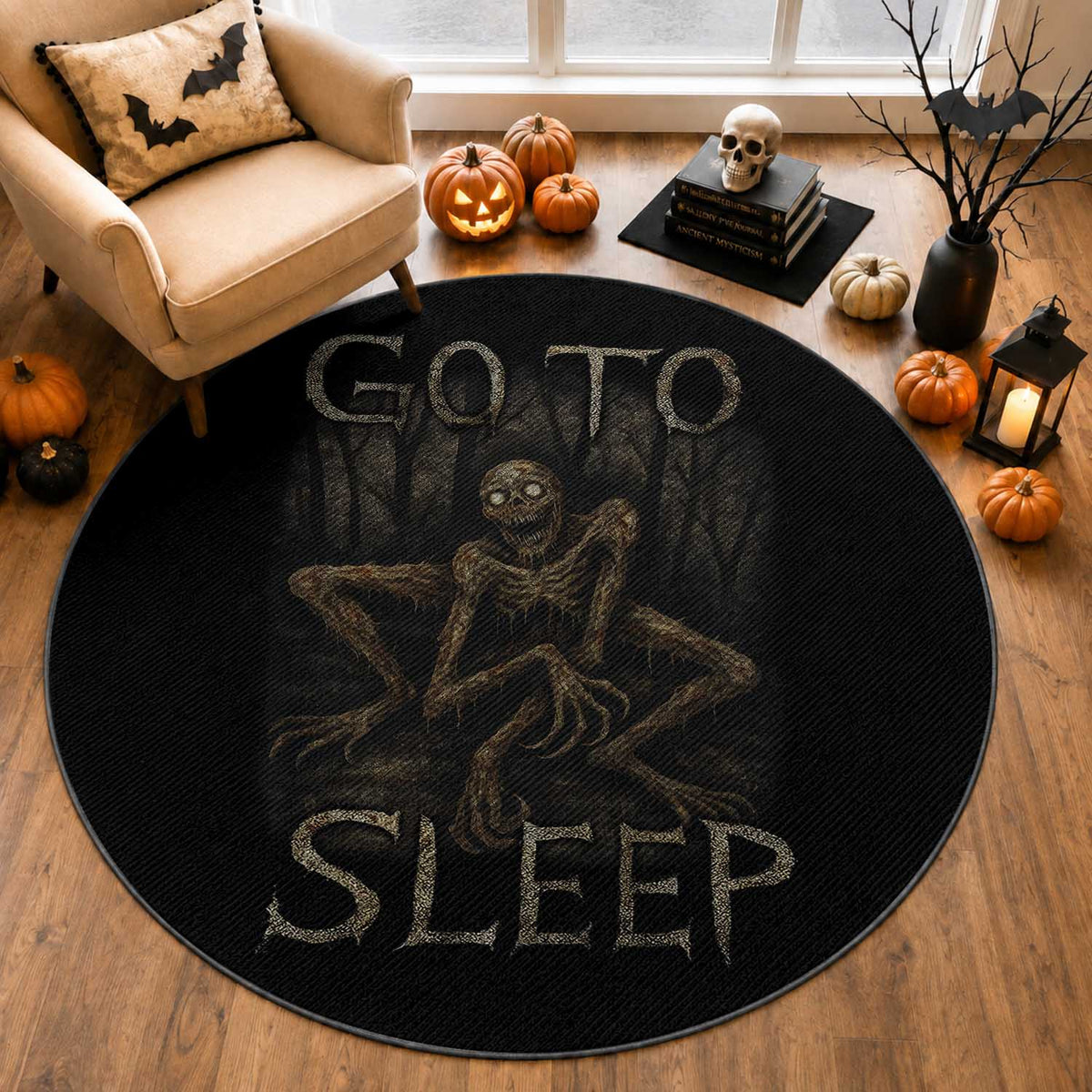 Rake Creepypasta Round Rug Creepy Cryptid Series Alt Goth Grunge Horror Aesthetic
