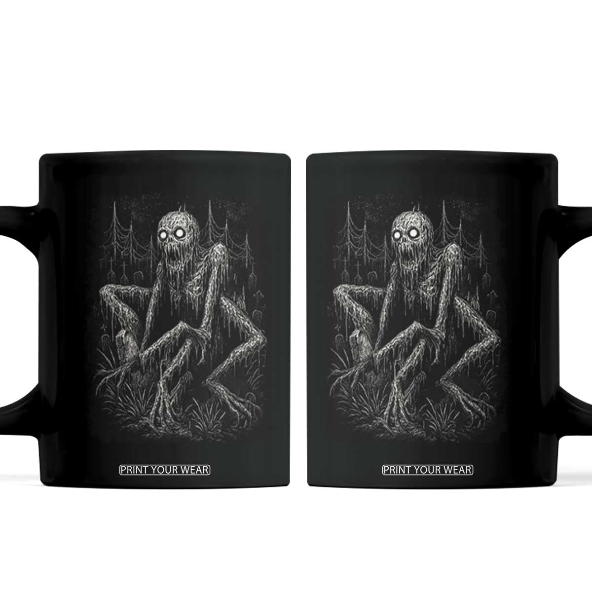 Creepy Rake Coffee Mug Creepypasta Cryptid Series Alt Goth Grunge Horror Aesthetic TS10 Black Print Your Wear