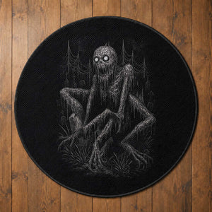 Creepy Rake Round Rug Creepypasta Cryptid Series Alt Goth Grunge Horror Aesthetic