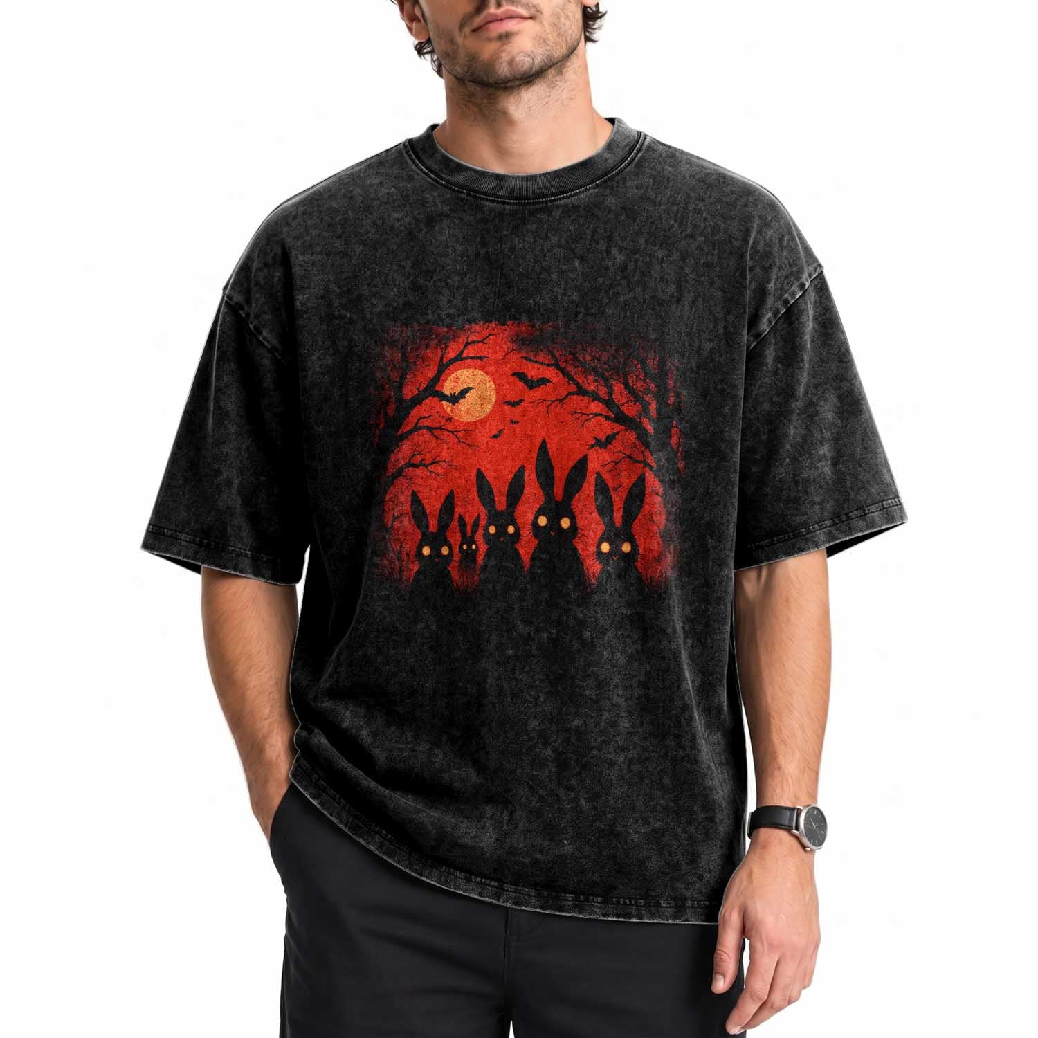 Rake Creepypasta Washed Cotton T-Shirt Creepy Cryptid Series Horror Goth Alt Alternative Art TS10 Print Your Wear