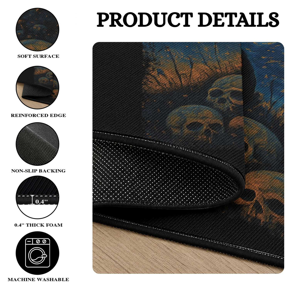 Creepy Cute Bunny Rabbits Round Rug Alt Goth Grunge Dark Horror Starry Night Van Gogh Aesthetic