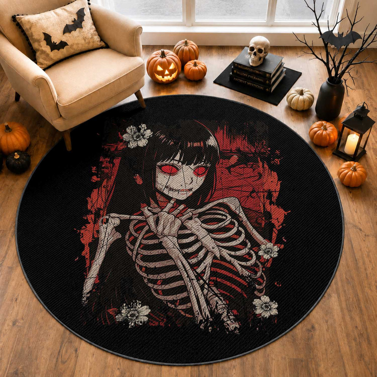 Horror Anime Manga Round Rug Japan Japanese Creepy Kawaii Goth
