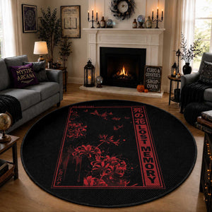 Japanese Spider Lily Round Rug Soft Grunge Anime Aesthetic Flower