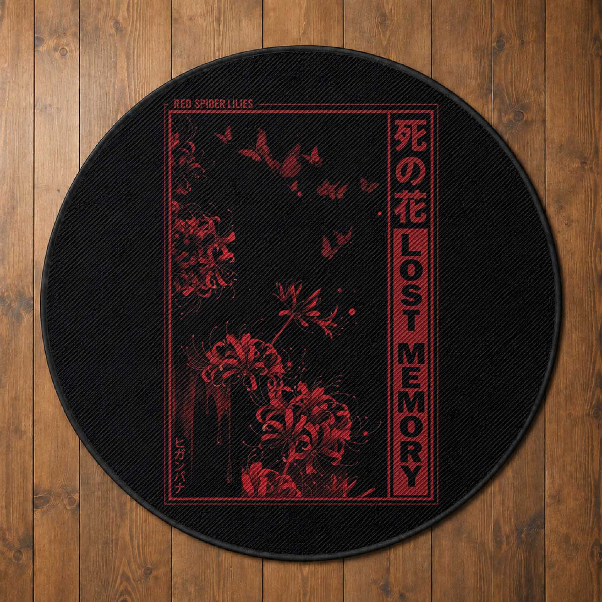 Japanese Spider Lily Round Rug Soft Grunge Anime Aesthetic Flower