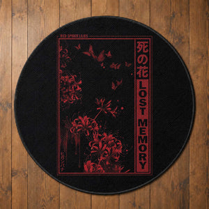 Japanese Spider Lily Round Rug Soft Grunge Anime Aesthetic Flower