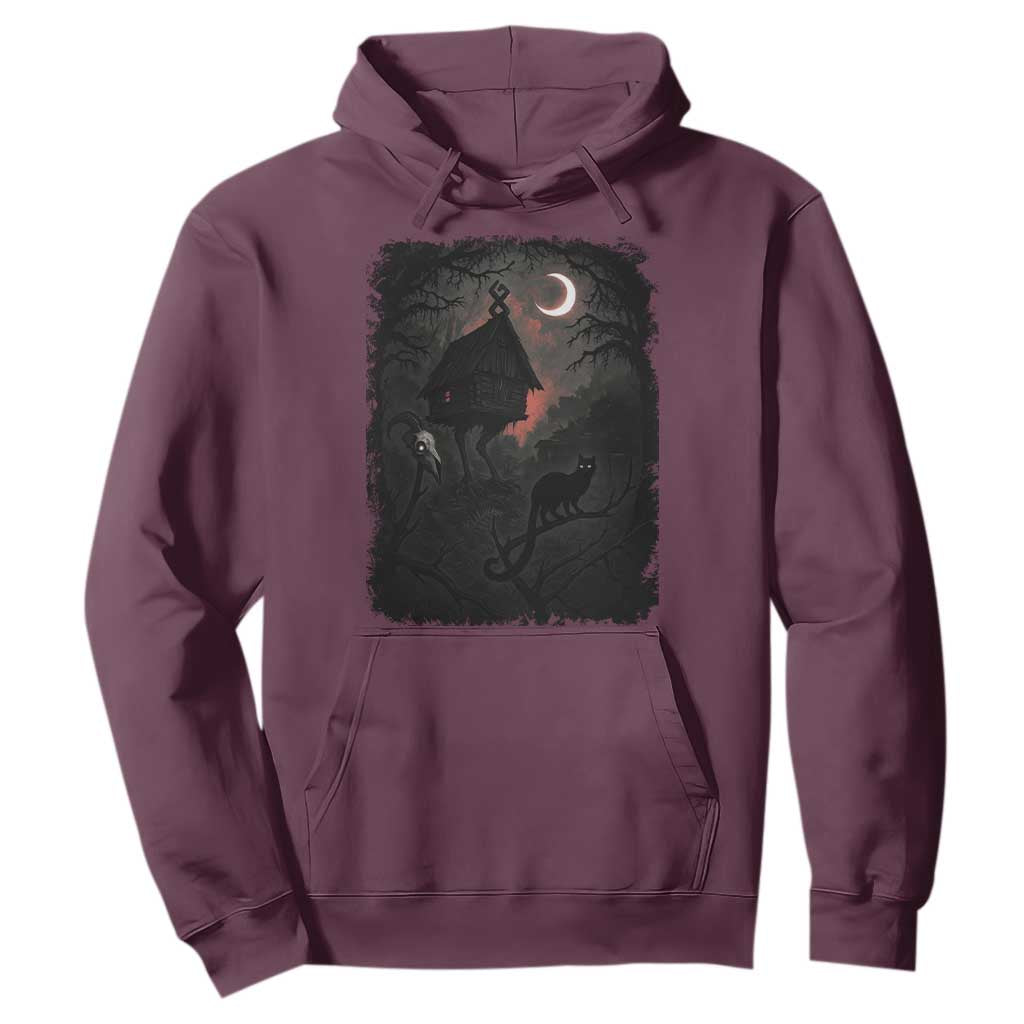 Baba Yaga House Hoodie Gothic Slavic Folklore Russia Fairy Tale TS10 Maroon Print Your Wear