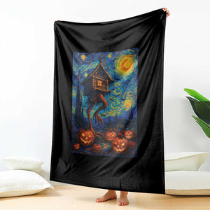 Baba Yaga House Throw Blanket Starry Night Van Gogh Slavic Folklore Russia Fairy Tale TS10 Print Your Wear