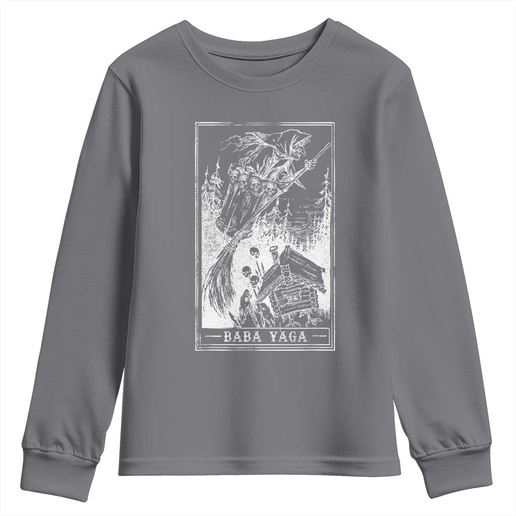 Baba Yaga House Tarot Card Youth Sweatshirt Botanical Slavic Folklore Pagan Witchy TS10 Charcoal Print Your Wear