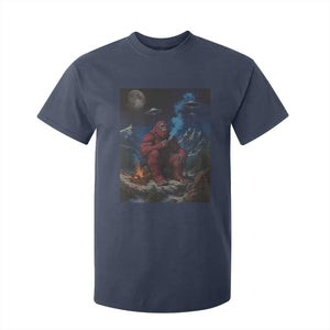 Funny Smoking Bigfoot T Shirt For Kid Vintage Cigarette Sasquatch UFO Cryptid Meme TS10 Navy Print Your Wear
