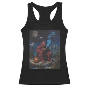 Funny Smoking Bigfoot Racerback Tank Top Vintage Cigarette Sasquatch UFO Cryptid Meme TS10 Black Print Your Wear