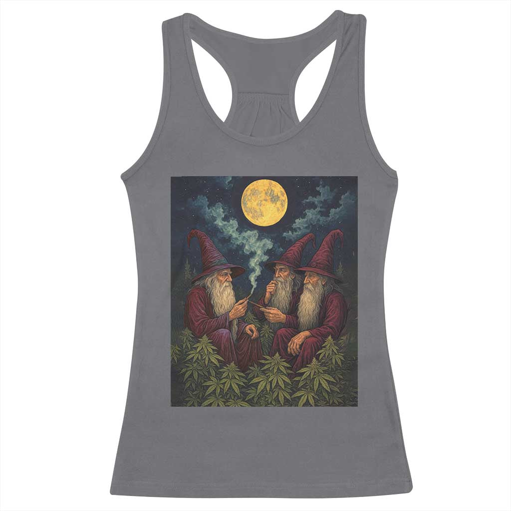 Wizard 420 Smoking Marijuana Racerback Tank Top Funny Stoner Weed Lover Meme TS10 Charcoal Print Your Wear