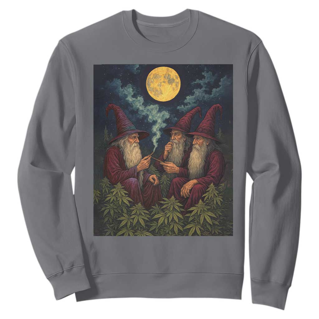 Wizard 420 Smoking Marijuana Sweatshirt Funny Stoner Weed Lover Meme TS10 Charcoal Print Your Wear