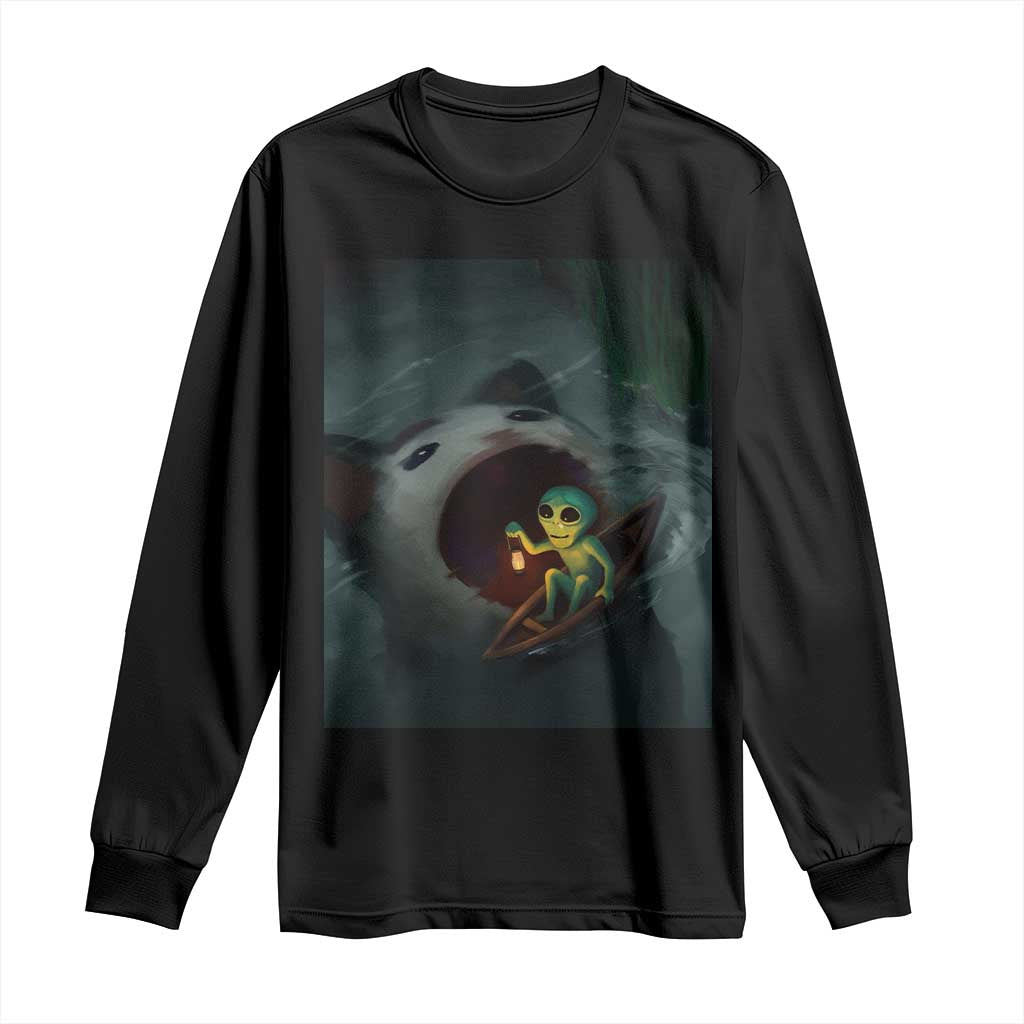 Funny Alien Cat Meme Long Sleeve Shirt Weird Silly TS10 Black Print Your Wear