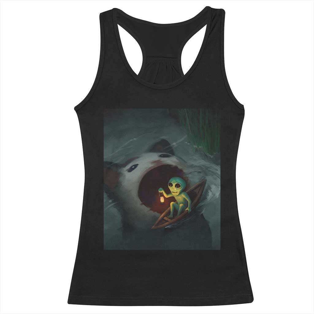 Funny Alien Cat Meme Racerback Tank Top Weird Silly TS10 Black Print Your Wear