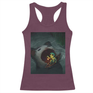 Funny Alien Cat Meme Racerback Tank Top Weird Silly TS10 Maroon Print Your Wear