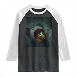 Funny Alien Cat Meme Raglan Shirt Weird Silly TS10 Black White Print Your Wear